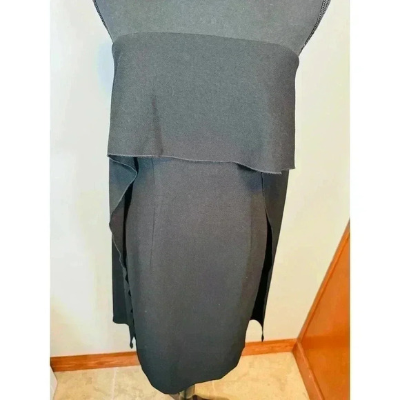 TRINA TURK Genius foldover cape shift dress black crepe size 4 - Picture 9 of 10